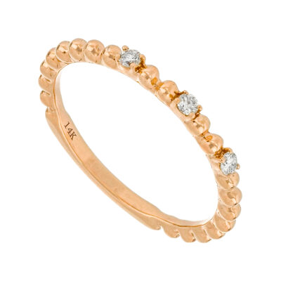 Anillo esferas de oro rosa con diamantes