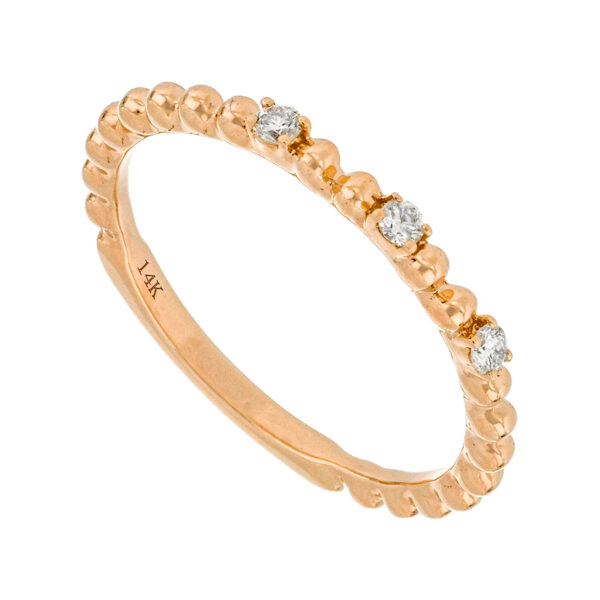Anillo esferas de oro rosa con diamantes