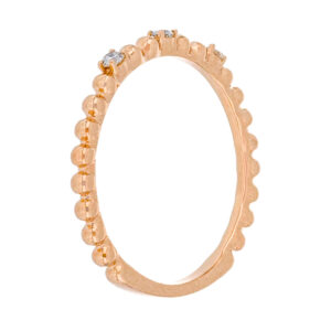 Anillo esferas de oro rosa con diamantes - Imagen 2