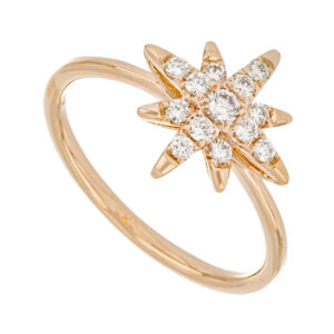 Anillo estrella de oro rosa con diamantes