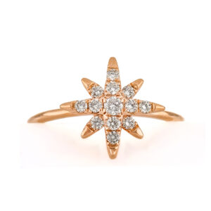 Anillo estrella de oro rosa con diamantes - Imagen 3