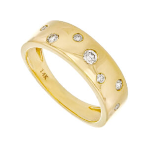 Anillo plano de oro amarillo con diamantes