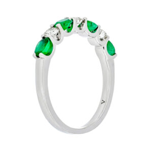 Anillo de oro blanco con esmeraldas y diamantes - Imagen 2