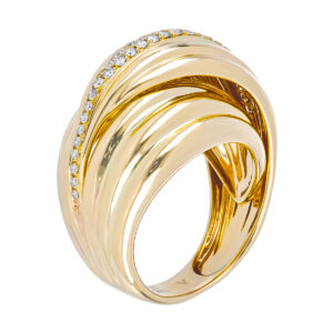 Anillo pesado de oro amarillo con diamantes - Imagen 2