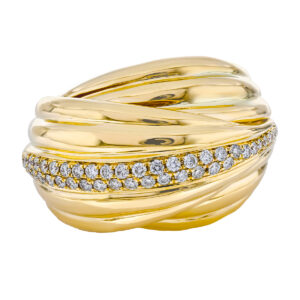 Anillo pesado de oro amarillo con diamantes - Imagen 3
