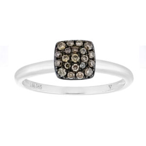 Anillo cuadro de oro blanco con diamantes champagne - Imagen 3