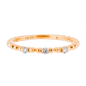 Anillo de oro rosa con diamantes - Imagen 3