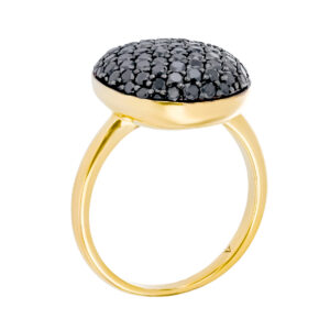 Anillo pesado de oro amarillo con diamantes negros - Imagen 2