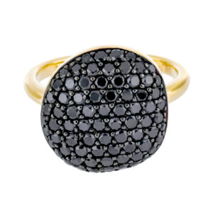 Anillo pesado de oro amarillo con diamantes negros - Imagen 3