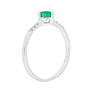 Anillo de oro blanco con esmeralda y diamantes - Imagen 2