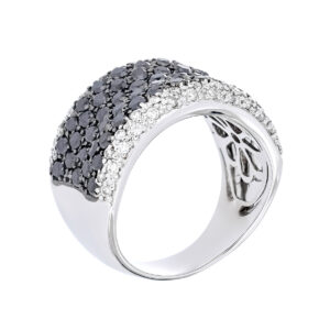 Anillo de con diamantes blancos y negros naturales - Imagen 2