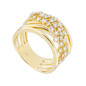 Anillo ramillete de oro amarillo con diamantes