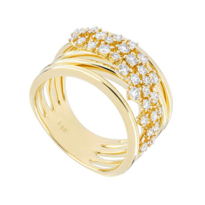 Anillo ramillete de oro amarillo con diamantes