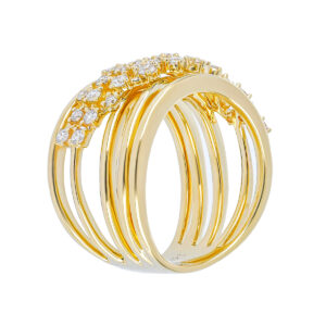 Anillo ramillete de oro amarillo con diamantes - Imagen 2