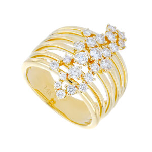 Anillo bouquet de oro amarillo con diamantes