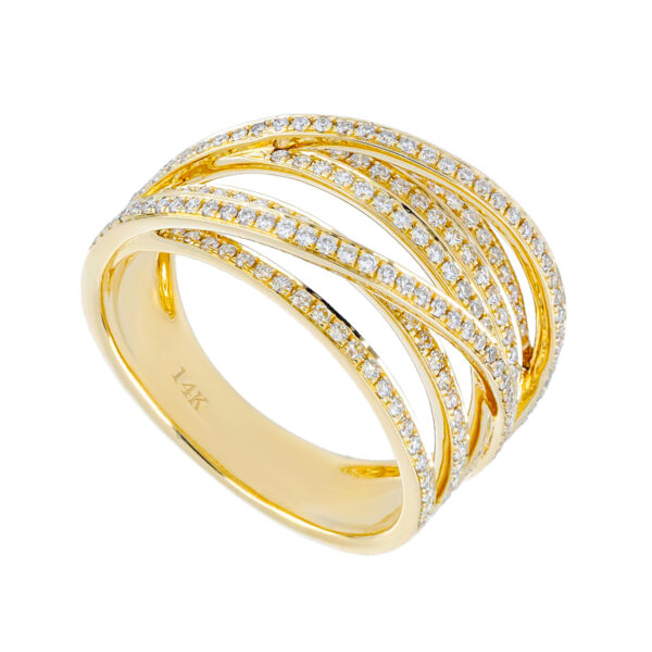 Anillo puente de oro amarillo con diamantes
