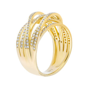 Anillo puente de oro amarillo con diamantes - Imagen 2