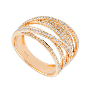 Anillo puente de oro rosa con diamantes