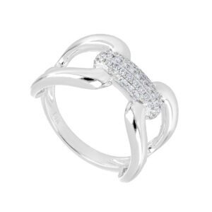 Anillo nudo de oro blanco con diamantes