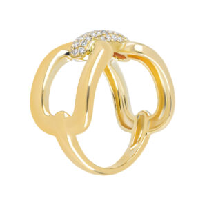 Anillo nudo de oro amarillo con diamantes - Imagen 2