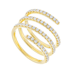 Anillo espiral de oro amarillo con diamantes