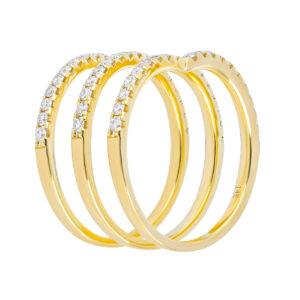 Anillo espiral de oro amarillo con diamantes - Imagen 2