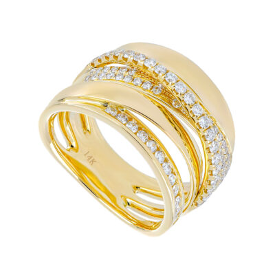 Anillo cordal de oro amarillo con diamantes