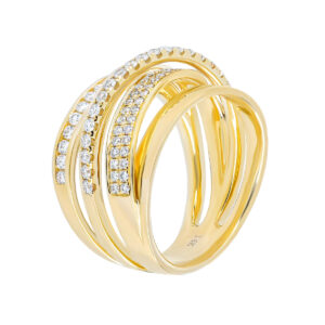 Anillo cordal de oro amarillo con diamantes - Imagen 2