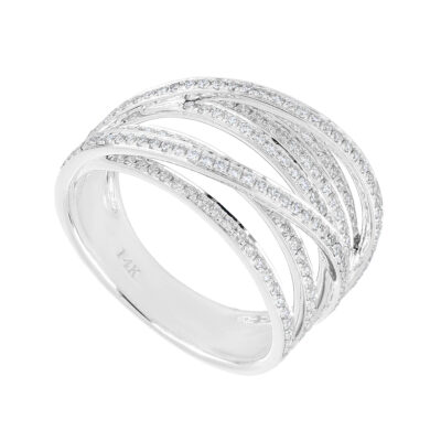 Anillo puente de oro blanco con diamantes