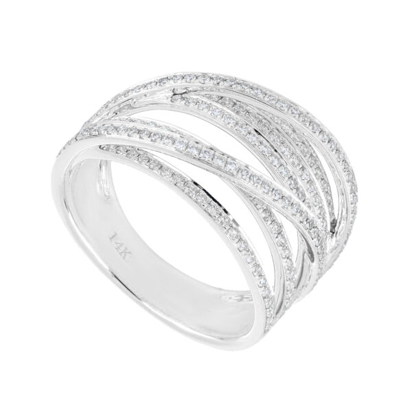 Anillo puente de oro blanco con diamantes
