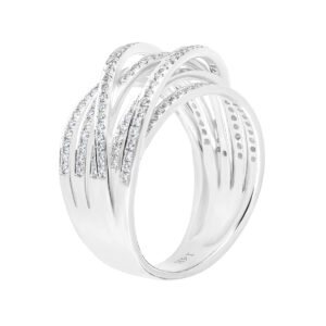 Anillo puente de oro blanco con diamantes - Imagen 2