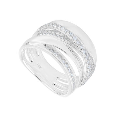 Anillo arcos de oro blanco con diamantes