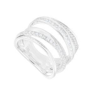 Anillo arcos de oro blanco con diamantes