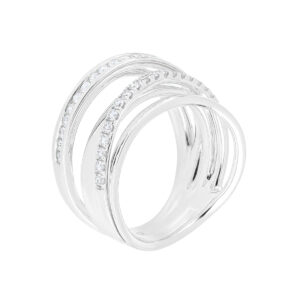 Anillo arcos de oro blanco con diamantes - Imagen 2