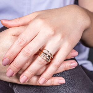 Anillo arcos de oro blanco con diamantes - Imagen 3