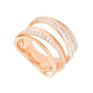 Anillo arcos de oro rosa con diamantes