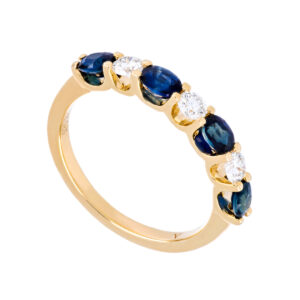 Churumbela de oro amarillo con zafiros y diamantes