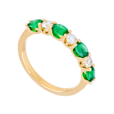 Churumbela de oro amarillo con esmeraldas y diamantes