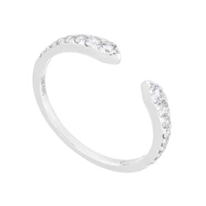 Anillo abierto de oro blanco con diamantes