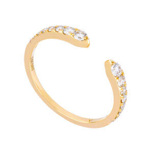 Anillo abierto de oro amarillo con diamantes