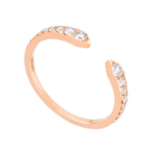 Anillo abierto de oro rosa con diamantes