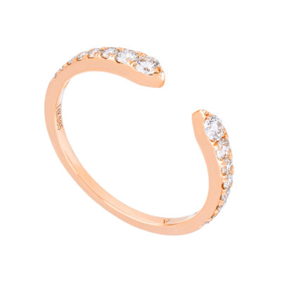 Anillo abierto de oro rosa con diamantes