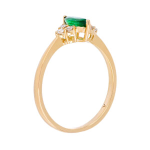 Anillo de oro amarillo con esmeralda y diamantes - Imagen 2