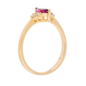 Anillo de oro amarillo con turmalina y diamantes - Imagen 2