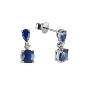 Aretes de oro blanco con zafiros y diamantes