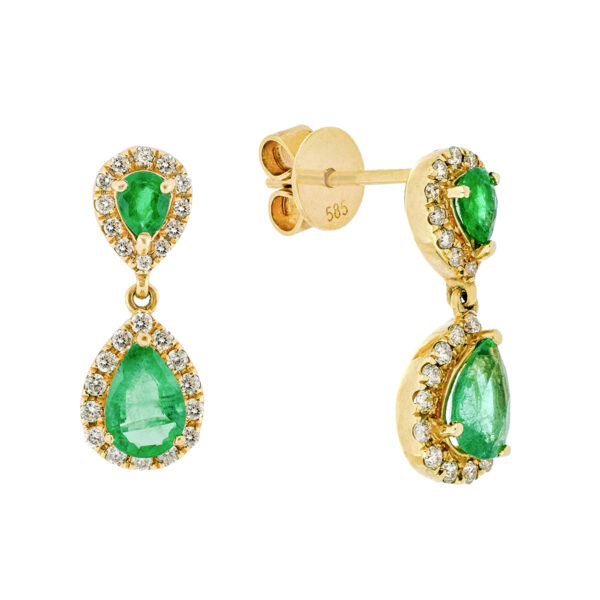 Artetes de oro con diamantes y esmeraldas