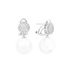 Aretes oro blanco y perlas