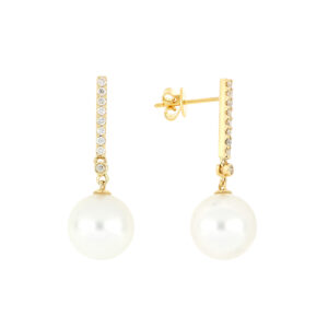 Aretes de oro con diamantes y perlas