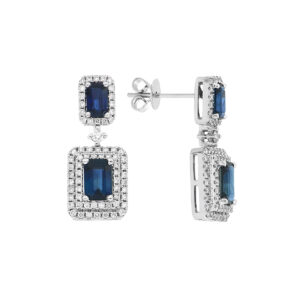 Aretes de oro blanco con zafiros y diamantes