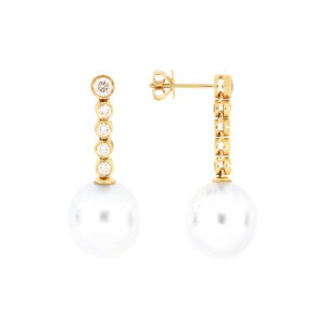Aretes de oro con perlas y diamantes